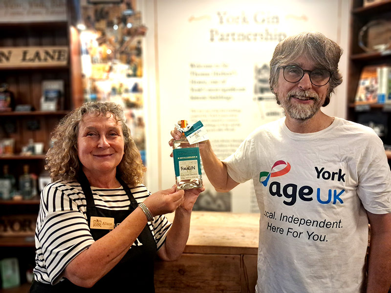 Carl Wain with Ali at the York Gin Shop with ForaGIN